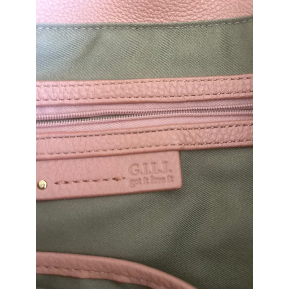 G.I.L.I. Blush Pink Pebbled Leather Convertible Backpack Tassel Stirrup Buckle